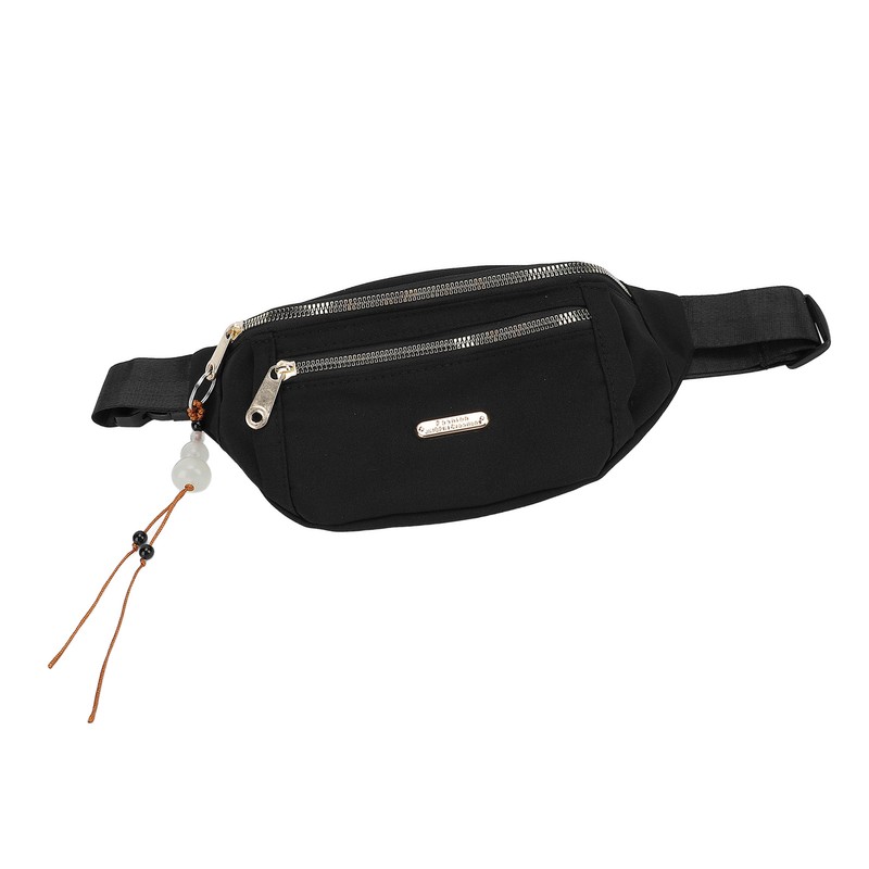 Waist Bag Multi Layer Stylish PU Smooth Zipper Large Capacity