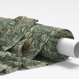 William Morris Upholstery Fabric - 100% Cotton Canvas - Curtain Cushion Material (Snakeshead Forest Green)