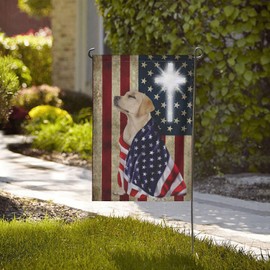 Yellow Labrador Retriever American Patriot Garden Flag 12.5"X18" Double Sided Outdoor Outside Decorations House Decor Flags