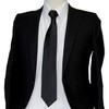 SOCIAL Necktie, Formal Long Tie, Silk, Black, Plain, For Funerals,