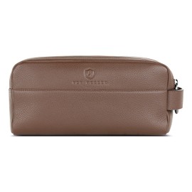 VON HEESEN Toiletry Bag for Men and Women, dark brown, 2 main compartments