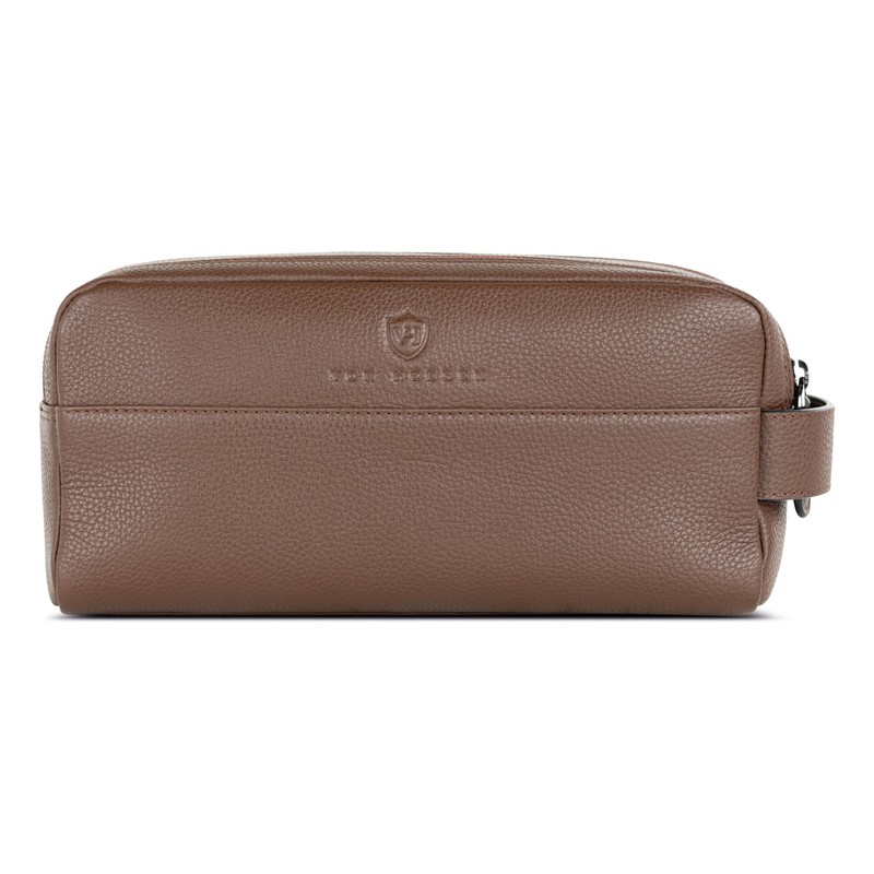 VON HEESEN Toiletry Bag for Men and Women, dark brown,