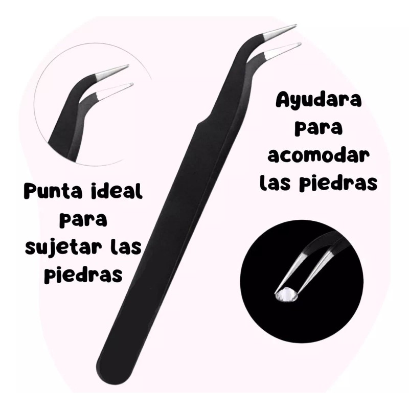 Universo en Linea Kit Decoración De Uñas Piedras Pinzas Y