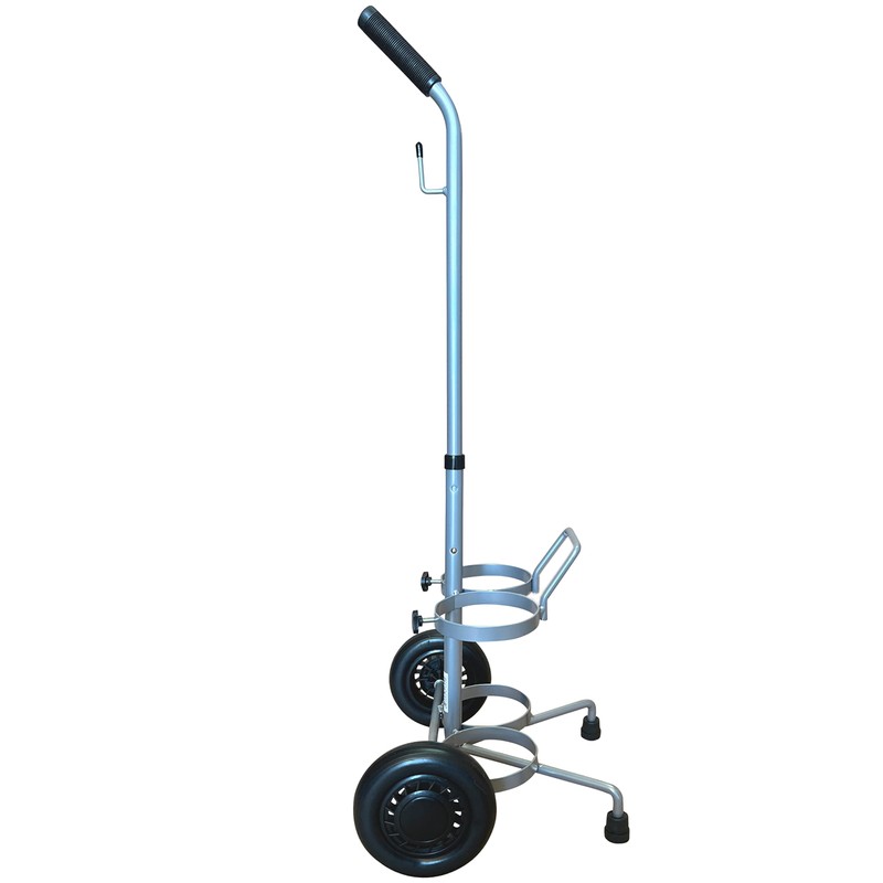 ResOne Lightweight Dual D/E Oxygen Tank Cart, Adjustable Handle, Durable