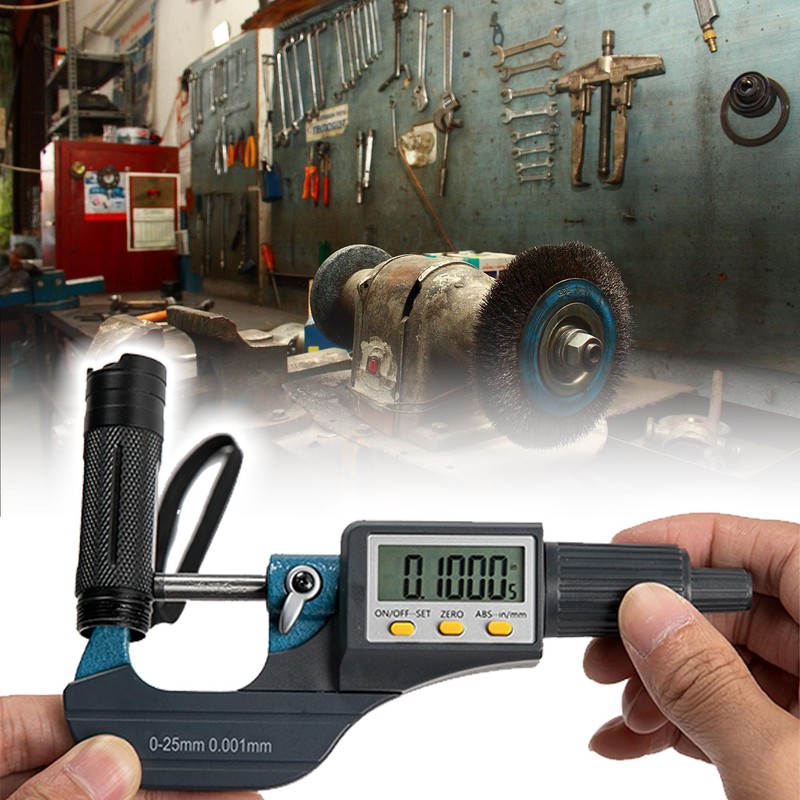 Beslands Digital Micrometer 0-1" / 0-25mm Electronic Display Gauge Resolution
