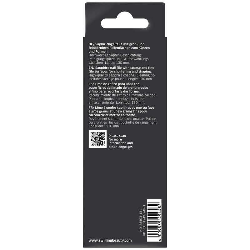 ZWILLING 160mm White Sapphire Coated Polished Tip Nail File for