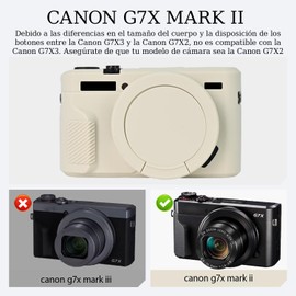 Funda Canon G7x Mark ii, Cubierta de Silicona para CáMara, con Cubierta de Lente ExtraíBle, Resistente A CaíDas, Polvo y ArañAzos, Se Aplica A Canon Funda de Silicona para Canon G7x Mark ii(Blanco)