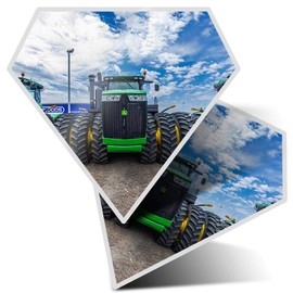 2 x Diamond Stickers 7.5 cm - Green Farm Tractors Farmer Fun Decals for Laptops,Tablets,Luggage,Scrap Booking,Fridges, #15545
