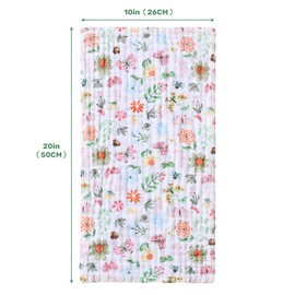 Viviland Baby Muslin Burp Cloths, Super Absorbent Washcloths for Baby Girl and Boy, 10 x 20 inches 6-Layer Baby Bath Towels, Flowers & Butterflies 4 Pack
