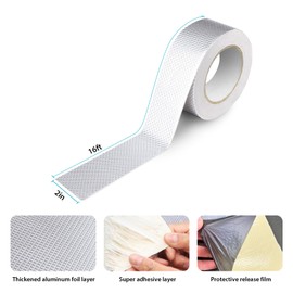360Tronics Waterproof Butyl Sealing Tape, Strong Adhesive Aluminum Foil Metal Roof Repair Tape for RV Roof Sealing, Flashing Seams, Gutters, Skylight and Vent Pipes Waterproofing, 2" x 16ft