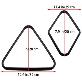 Ruiwaer 2pcs Black Plastic Billiard Ball Rack 2-1/4 Inches Billiard 8-Ball Triangle Rack and 9-Ball Diamond Billiard Rack Pool Billiard Balls Accessories (1 x Triangle + 1 x Diamond)