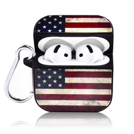 HOMICO for AirPods 4 Case,Compatible with AirPods 4th Generation Case (2024), Portable & Shockproof Protection Hard Case with Keychain, American Flag