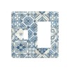 Retro Blue Tile 2 Gang Single Toggle/Rocker Combination Light Switch