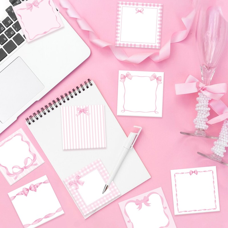 Pink Bow Pattern Sticky Notes 240pcs Adhesive Sticky Stickers DIY