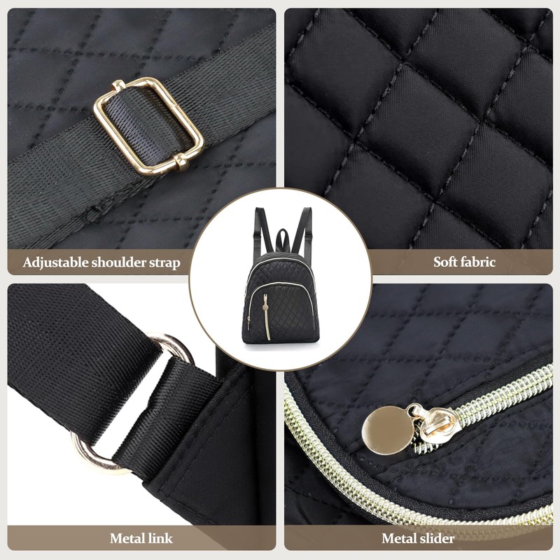 AfitLulu Backpack Purse for Women, Quilted Backpack with 3 Zip