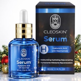 CLEOSKIN Serum Ácido Hialurónico con Niacinamida (Vitamina B3) | Hidratante Antiedad y Antiarrugas | Efecto Lifting y Contorno de Ojos | Suero Facial Premium | Regalo de Navidad para Mujer