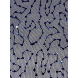 Navy Blue Sequin Mesh  Netting Fabric Apparel Costume  Gown By the Yard
