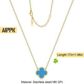 AIPPK Clover Pendant Necklace for Women 18K Gold Plated Four Leaf Clover Necklace Lucky Simple Dainty Necklace Jewelry Gifts for Women, Stainless Steel, No Gemstone