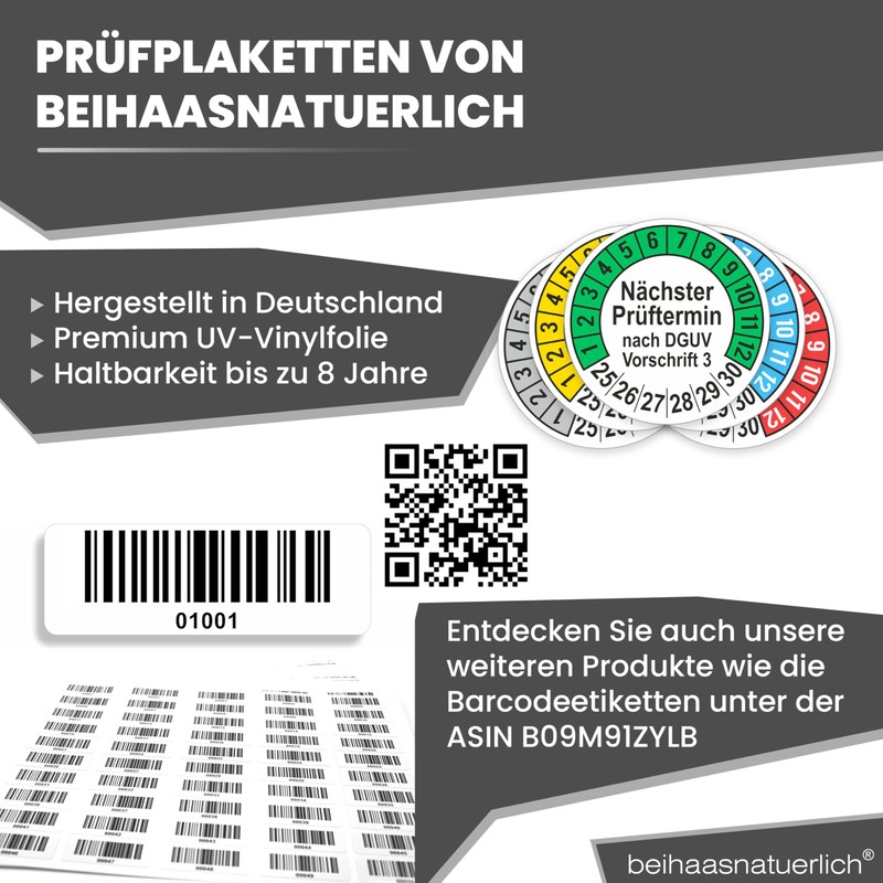 beihaasnatuerlich® Pack of 560 Test Badges "Next Test Date", 20
