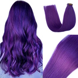 24 Inch Tape in Hair Extensions Human Hair,Lilac Purple Hair Extensions Real Human Hair Tape ins Hair Extensions 50g/pack 20pcs Invisible Seamless Weft Tape in Hair Extensions Human Hair for Women