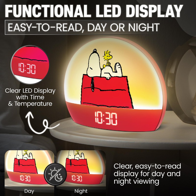 Peanuts Snoopy Sunrise Alarm Clock – Vibrant Snoopy Edition with