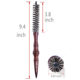 PERFEHAIR PERFEHAIR Mini Boar Bristle Round Brush for Short Hair, Small Round Barrel Brush for Blow Drying-0.85 Inch Diameter