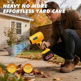 Syluris Leaf Blower Cordless, 1000000 RPM Handheld Leaf Blower with 1×5.0Ah and 1×4.0Ah Batteries, Lightweight Adjustable Speed, Electric Blower for Lawn Care, Leaves, Dust Cleaning（Yellow）