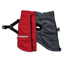 FouFou Dog Harness Coat Outdoor Cold Weather Warm Fleece Jacket with Waterproof Lining for Dogs, Red, X-Small