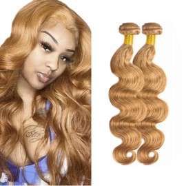 34 34 Inch 27 Blonde Bundles Human Hair Honey Blonde Body Wave Bundles Brazilian Unprocessed Vrigin Remy Hair 2 Bundles 27 Body Wave Bundles Double Weft Hair Extensions