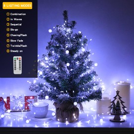 120 White Cluster Lights Christmas Twinkly Globe String Lights for Christmas Tree Waterproof Copper Wire Firecracker Light for Bedroom Indoor Decoration