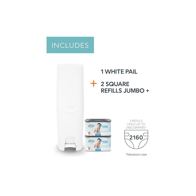 Diaper Genie Premier Nappy Bin Gift Set | Hands-Free Odour