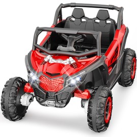 YunTopKids 2 Seater Ride On Car for Kids,12V 10AH Ride On UTV Toy,4WD Electric Car with Remote Control,4 Shock Absorbers, 4 Motors, Soft Start,Music Player,Electric Cars for Kids Ages 3+,Red