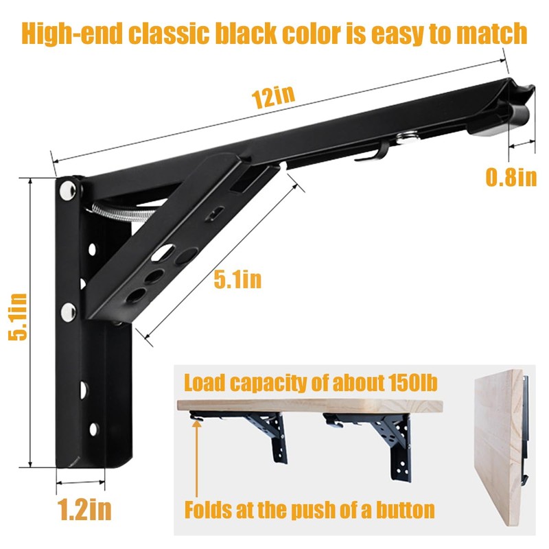 ANTEISI Fold Down Table Wall Mounted Hinges,4 Pcs Folding Shelf