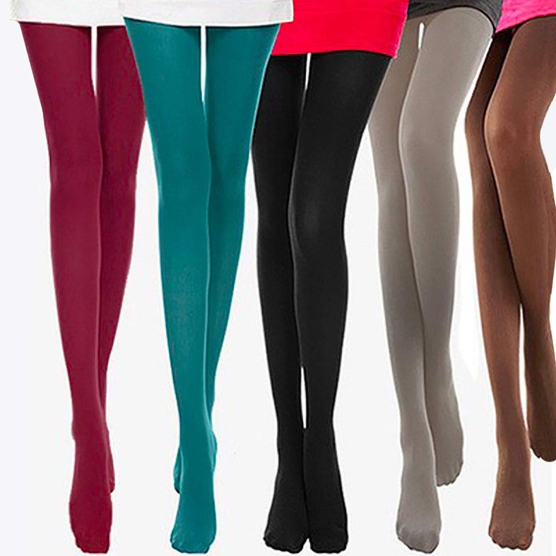 CHROME CRANE Women's Colorful Simple Tights 120 Denier Solid Stretch
