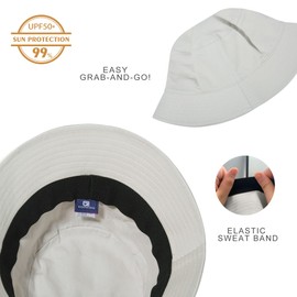 GADIEMKENSD Summer Sun Beach Bucket Hats for Women Cotton Bucket Hat for Men Lightweight Packable Outdoor Travel Hat Plain Fishing Cap for Golf Hiking Camping Off White