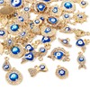 Cheriswelry 48Pcs Rhinestone Enamel Charms Evil Eye Gold Plated Alloy