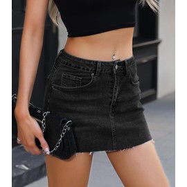 ETOSELL Womens Denim Mini Skirt Stretchy Mid Waist Casual Trendy Y2k Jean Skirts with Pockets