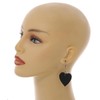Black Wood Heart Drop Earrings - 60mm L