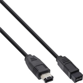 InLine 36903 FireWire cable (IEEE1394, 6-pin male-to-9-pin connector, 3 m) black
