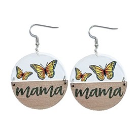 Transparent Acrylic Sunflower Butterfly MAMA Earrings Wooden Leopard Print Mom Birthday Dangle Drop Earrings for Women Fun Mother’s Day Gift Jewelry-butterfly