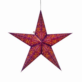 Artschatz Cathedral Paper Lantern Star Light - 5 Point Ø 24 inch - Purple/Violet with Orange/Yellow Tissue Inlay