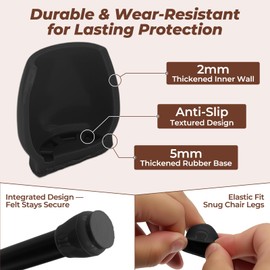 24 Pcs Chair Leg Floor Protectors – Extra Thick Furniture Pads Floor Protectors with Reinforced Felt Base, Anti-Scratch, Anti-Slip & Silent – Black Round (Fit: 15–20mm)