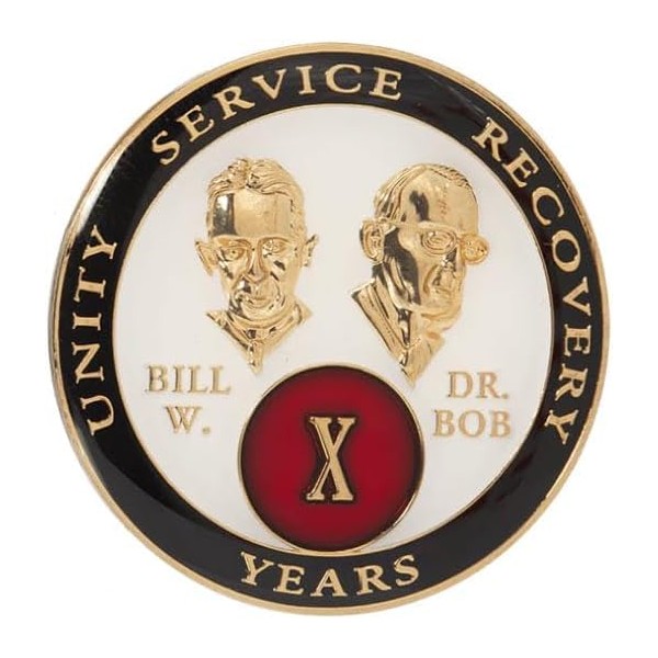 2 Year AA Founders Medallion Red and White Tri-Plate Sobriety