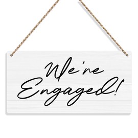 We're Engaged Rustic Engagement Party Decorations Wall Hanging Wedding Signs Wedding Accessories Stuff Wedding Decorations for Reception Wedding Party Wall Art Decor Wooden Sign Ring Bearer Sign