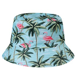 AYPOW Cotton Reversible Packable Bucket Hat Women, UPF50+ Double Sided Wear Fisherman Cap Maple Leaf Lightweight Summer Sun Hats, Fashion Teens Girls Flamingo Beach Hat for Holidays Travel Party