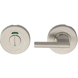 Disabled Turn Lock and Release Handle - with Indicator - Satin Stainless Steel | Locking Thumb Turn and Release Handle - Screwless Rose - for Use with Lever on Rose Door Handles