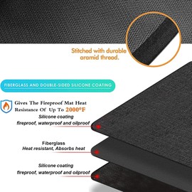 UBeesize Large 65 x 48 inches Under Grill Mat for Outdoor Grill,Double-Sided Fireproof Grill Pad for Fire Pit,Indoor Fireplace Mat Fire Pit Mat,Oil-Proof Waterproof BBQ Protector for Decks and Patios