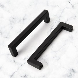 LONTAN LSJ12BK Rail Handles with Hole Spacing 128 mm Bar Handle Drawer Handles Furniture Handle, Black
