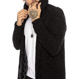 Redbridge Cardigan with Hood - Long Cardigan in Chunky Knit Design - Casual Hooded Jacket for Leisure and Everyday Use, black