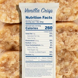 Rello Protein Bars with 20g Protein, 1.2g Creatine, & 9g Fiber, Vanilla Crisp, Grass Fed Beef Tallow, No Natural or Artificial Flavors, Sweetened With Honey, Gluten Free, Seed Oil Free, 12 Count